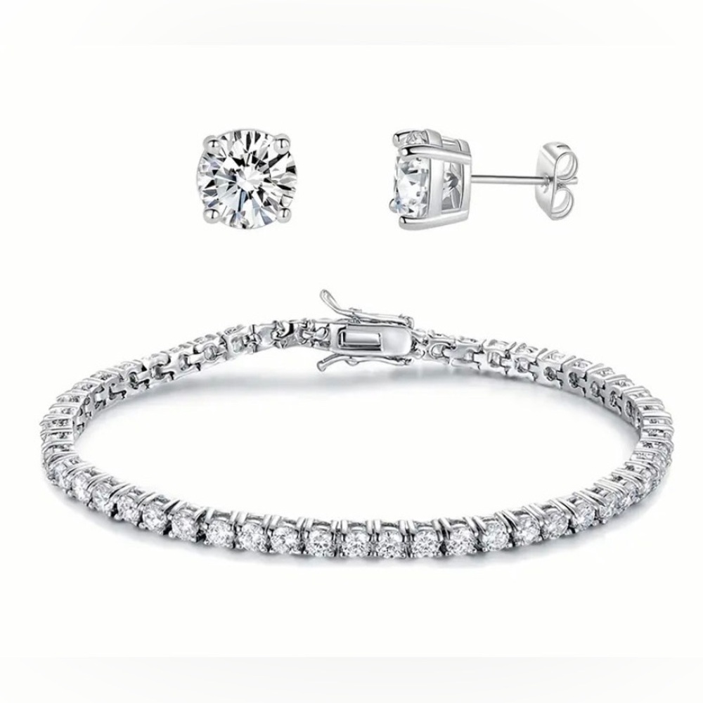 18K Plated White Gold Stainless Steel Classic Lux Set
